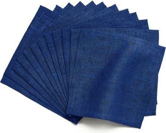 Solino Home Linen Cocktail Napkins Set of 12, 6 x 6 Inch for Dining Table, Holiday and Everyday Table Decor - Athena in Royal Blue at Nordstrom, Size