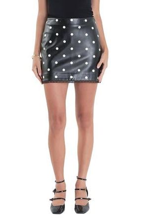 English Factory Polka Dot Faux Leather Miniskirt in Black/white at Nordstrom Rack, Size X-Small