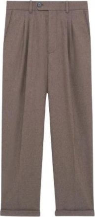 Dr&ocirc;le de Monsieur Le Pantalon Cropped Pleated - Heren - Vrijetijds broeken - Bruin - S - Wol - Broeken