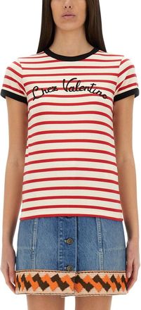 Valentino Garavani Striped Cotton Jersey T-Shirt-Donna