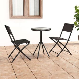 vidaXL Set da Bistrot 3 pz in Acciaio Nero - Vidaxl