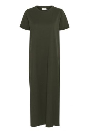 Kaffe Womens Maxi Short Sleeves Jersey Dress Crew Neck Relaxed Fit, Forest Night, S