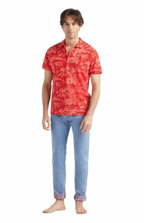 Vilebrequin Mens Printed Lightening Flower Cotton Polo in Coquelicot at Nordstrom, Size Large