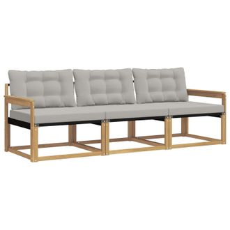 vidaXL Conjunto De Sof&aacute;s De Exterior 3 Pcs Blanco Y Gris Claro Vidaxl