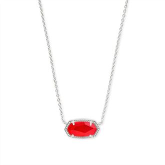 Kendra Scott Womens Elisa Short Pendant Necklace In Rhodium Red Illusion