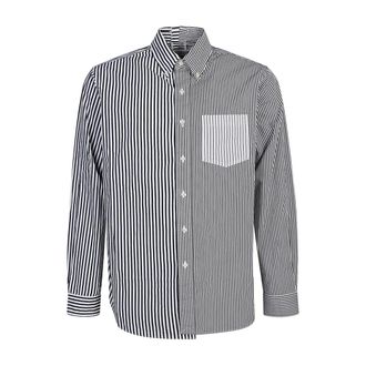 E.L.V. Denim Contrast Gestreept Katoenen Overhemd - Dames - Casual Overhemden - Zwart - ONE Size - Katoen - Overhemden