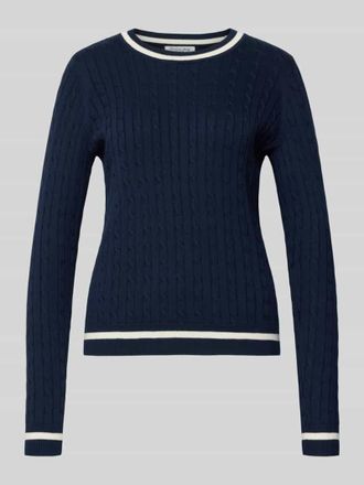 Christian Berg Strickpullover mit gerippten Abschl&uuml;ssen in Dunkelblau, Gr&ouml;&szlig;e XXL