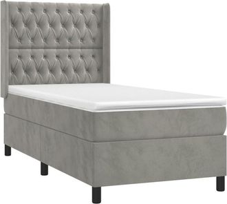 vidaXL Vidaxl - Cama Box Spring Con Colch&oacute;n Terciopelo Gris Claro 100x200 Cm