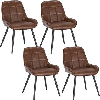 Woltu Set di 4 Sedie da Pranzo con Schienale Curvo. Sedie Ergonomiche in similpelle e Metallo. Poltroncina imbottita per Salotto. Ufficio. Camera da Letto
