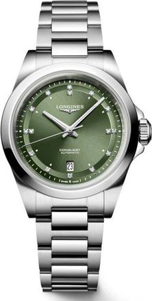 Longines Conquest Diamond Automatic Bracelet Watch, 30mm in Green at Nordstrom