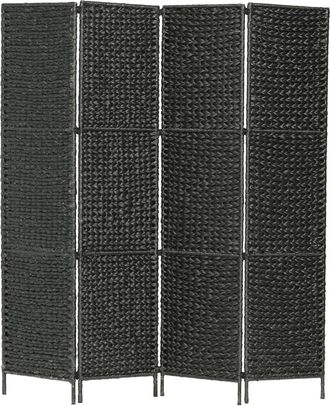 vidaXL Biombo Divisor 4 Paneles Jacinto De Agua Negro 154x160 Cm Vidaxl