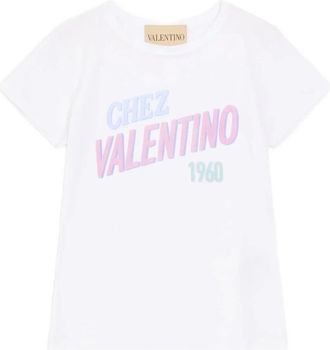 Valentino Garavani T-shirt van katoenen jersey met Chez Valentino 1960 print - Dames - T-shirts - Wit - M - Katoen - Tops