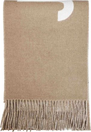 Jacquemus Sjaal met logo en franjes - Heren - Wintersjaals - Beige - ONE Size - Wol - Accessoires