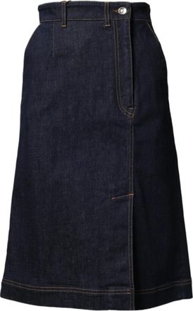 Dolce & Gabbana High Waist Midi Rok - Dames - Spijkerrokken - Blauw - XS - Katoen - Rokken