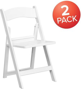 Flash Furniture 2 Pack HERCULES Series 1000 lb. Capacity White Resin Folding Chair with Slatted Seat