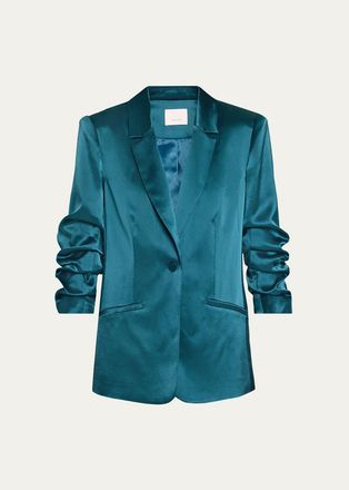 Cinq &agrave; Sept Kylie Scrunched-Sleeve Satin Blazer