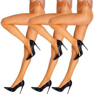 Lechery 5-Pack Glossy Sheer Party Tights for Women in Orange at Nordstrom, Size Large