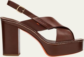 Santoni Donna Rosa Platform Leather Sandals