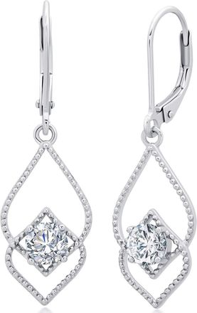 MAX + STONE 925 Sterling Silver Round Gemstone Leverback Drop Hoop Earrings