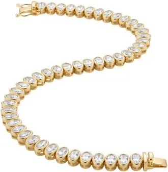 Argento Vivo Oval Cubic Zirconia Bezel Tennis Bracelet in Gold at Nordstrom
