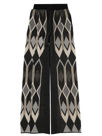 Circus Hotel Neutrals Geometric Lam&eacute; Jacquard Wide-Leg Pants