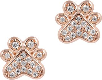 Autentica 0.15 Cttw Paw Print Stud Earrings
