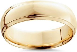 Pompeii3 Step Cut Polished Wedding Band 14K Yellow Gold Size Selectable
