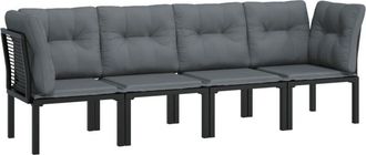 vidaXL Set De Muebles De Jard&iacute;n 4 Piezas Rat&aacute;n Sint&eacute;tico Negro Y Gris Vidaxl