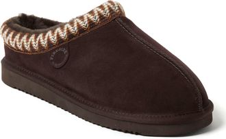 Dearfoams Fireside by Dearfoams Mens Grafton Genuine Shearling Clog Slipper with Taping