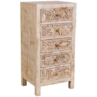 Wanderlust Deco Sinfonier De Madera Tallado Artesanal Beige 45x40x100h Cm