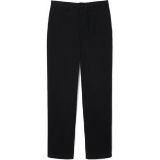 Lacoste Flat Front Cotton Stretch Twill Chinos in Black at Nordstrom, Size 31 X 32