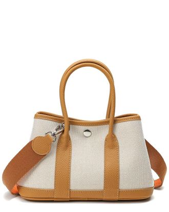 Tiffany & Fred Quilted Canvas & Leather Top-Handle Satchel