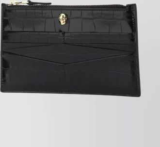 Alexander McQueen structured crocodile-textured leather wallet