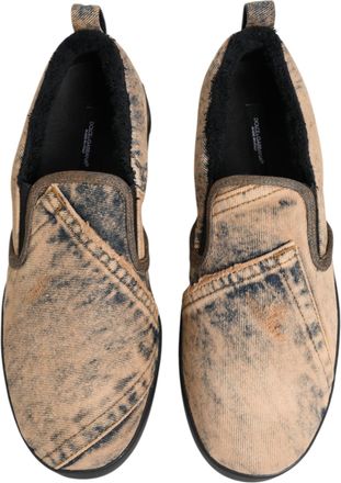 Dolce & Gabbana Mens Beige Cotton Low Top Slip On Sneakers Shoes