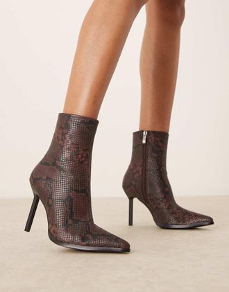 Raid Elvio heeled ankle boots in snake-Multi