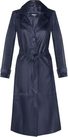 Infinity Leather Long Length Tie Belt Trench Coat-Ongar