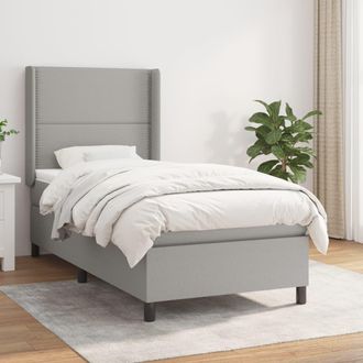 vidaXL Vidaxl - Cama Box Spring Con Colch&oacute;n Tela Gris Claro 90x200 Cm