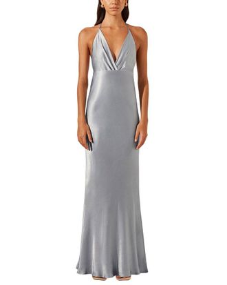 Shona Joy La Lune Plunged Open Back Halter Maxi Dress