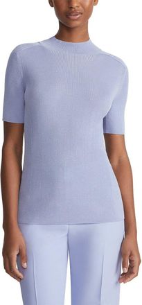 Lafayette 148 New York Ribbed Stand Collar Silk-Blend Sweater