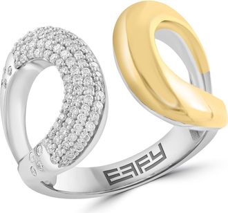Effy Two-Tone Pav&eacute; Diamond Open Band Ring in Gold at Nordstrom Rack, Size 7