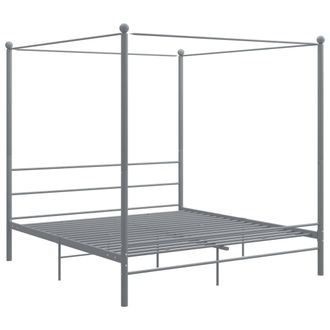 vidaXL Estructura De Cama Con Dosel Sin Colch&oacute;n Metal Gris 200x200 Cm Vidaxl