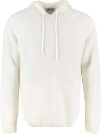 THE (ALPHABET) Trui met capuchon van wolmix - Heren - Ronde hals truien - Beige - L - Wol - Truien & Vesten