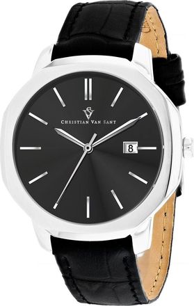 Christian Van Sant Mens Octavius Slim Black Dial Watch