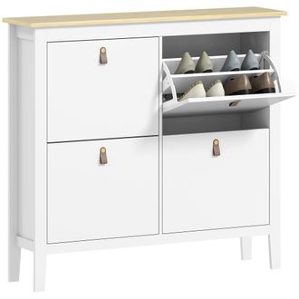 HOMCOM 4 Drawer Shoe Cabinet with Flip Doors for Hallway - Entryway - White | TJ Hughes