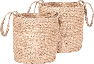 Beliani Juego De 2 Cestas De Almacenamiento De Yute Cestos De Lavander&iacute;a Natural Kaella