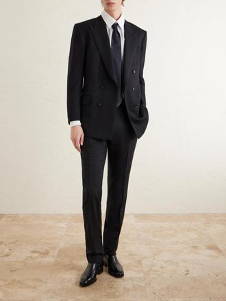 Tom Ford Double-Breasted Pinstriped Wool Suit Jacket