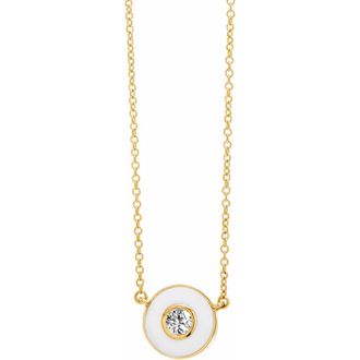 Syna Enamel Disc Necklace in White Enamel at Nordstrom