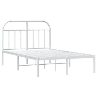 Berkfield Home Metal Bed Frame with Headboard White 120x200 cm | Size: Small Double