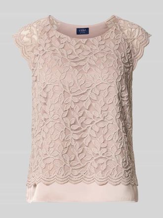 Vera Mont Blusenshirt aus Spitze mit Rundhalsausschnitt in Taupe, Gr&ouml;&szlig;e 38