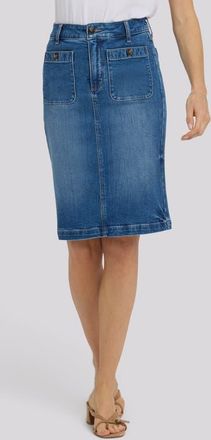 NYDJ Patch Pocket Denim Skirt in Wild River at Nordstrom, Size 16